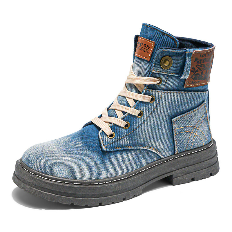 Urban Denim Combat Boots-Plus Size – Vintage streetwear - Image 5