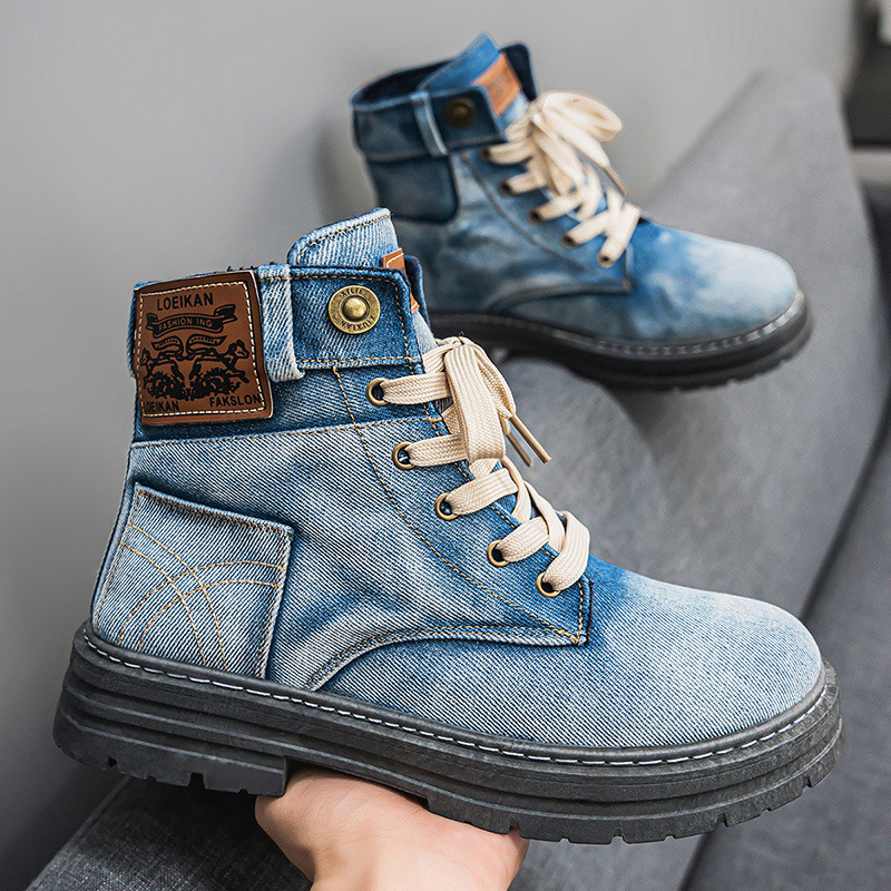 Urban Denim Combat Boots-Plus Size – Vintage streetwear - Image 6