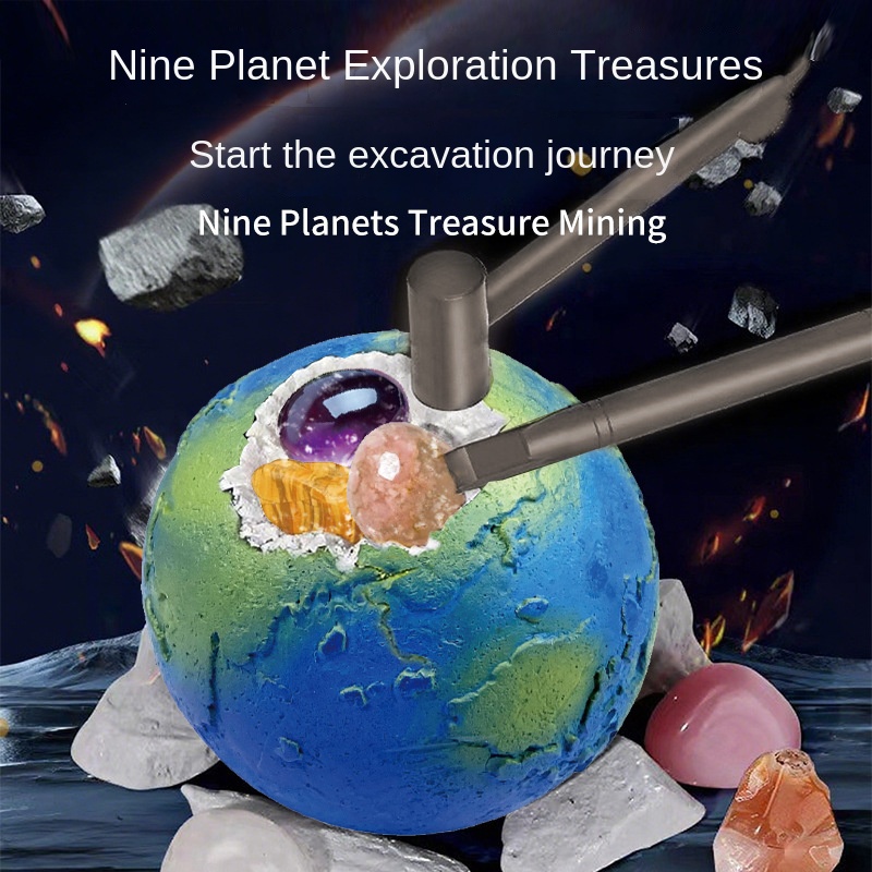 Solar System Nine Planets Children's Archaeological Excavation Toy Planet Gemstone Digging Treasure Hunt - Image 5