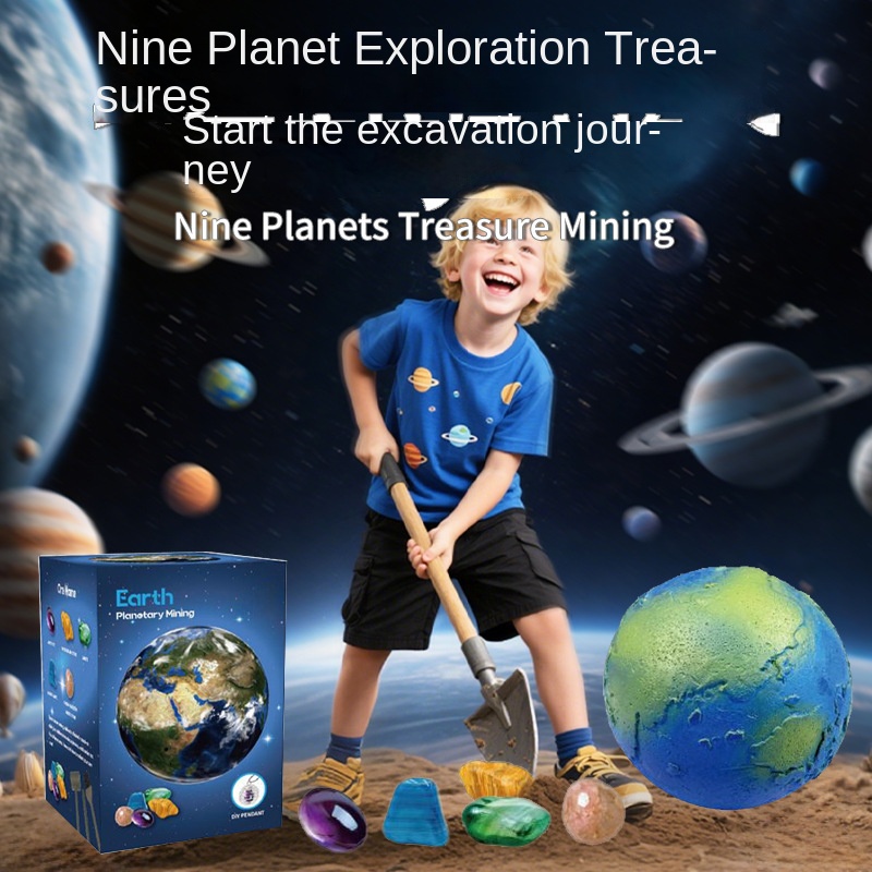 Solar System Nine Planets Children's Archaeological Excavation Toy Planet Gemstone Digging Treasure Hunt - Image 2