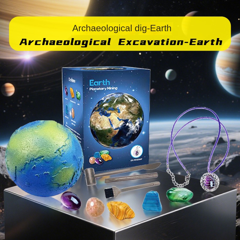 Solar System Nine Planets Children's Archaeological Excavation Toy Planet Gemstone Digging Treasure Hunt - Image 6